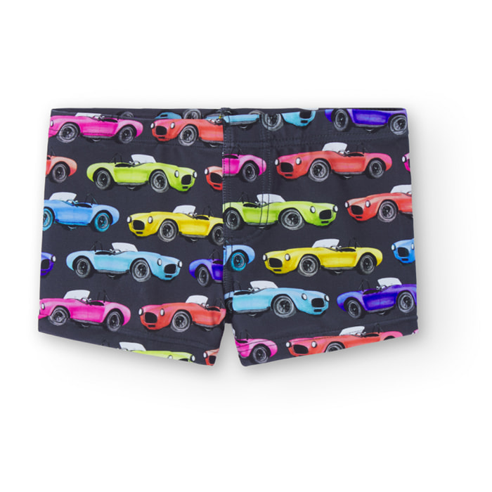 Bañador estampado con coches de color gris oscuro, Bañador