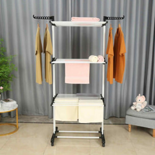 Séchoir multifonctions 20m d'étendage blanc et noir Herzberg HG8034-BW