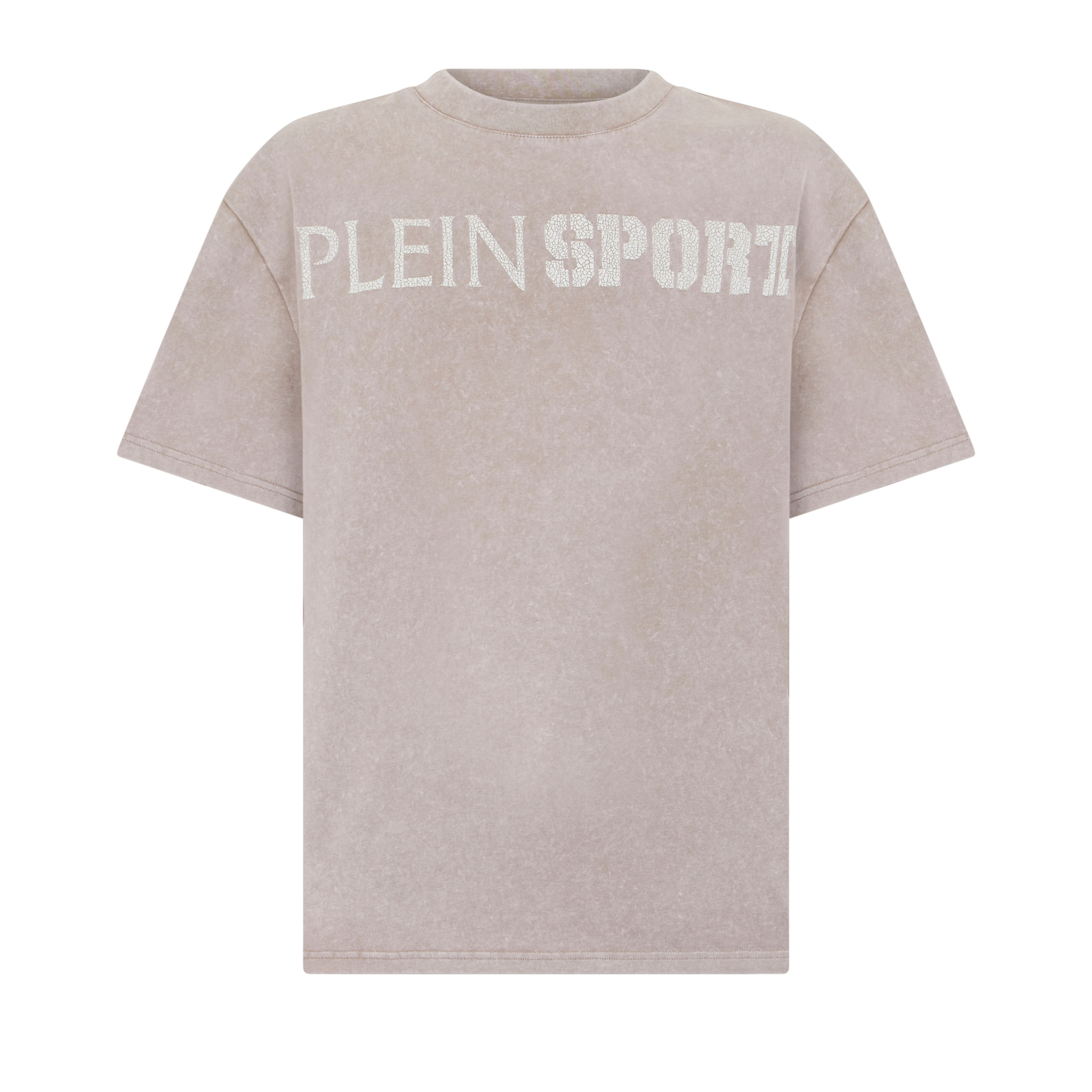 PLEIN SPORT Washed Round Neck T-Shirt Crackle Scratch