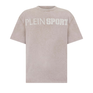 PLEIN SPORT Washed Round Neck T-Shirt Crackle Scratch