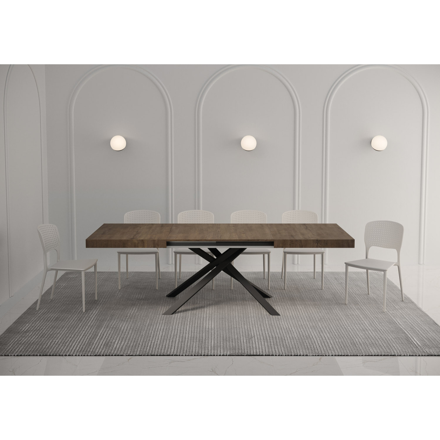 Table extensible 90x140/400 cm Karida noyer pieds anthracite