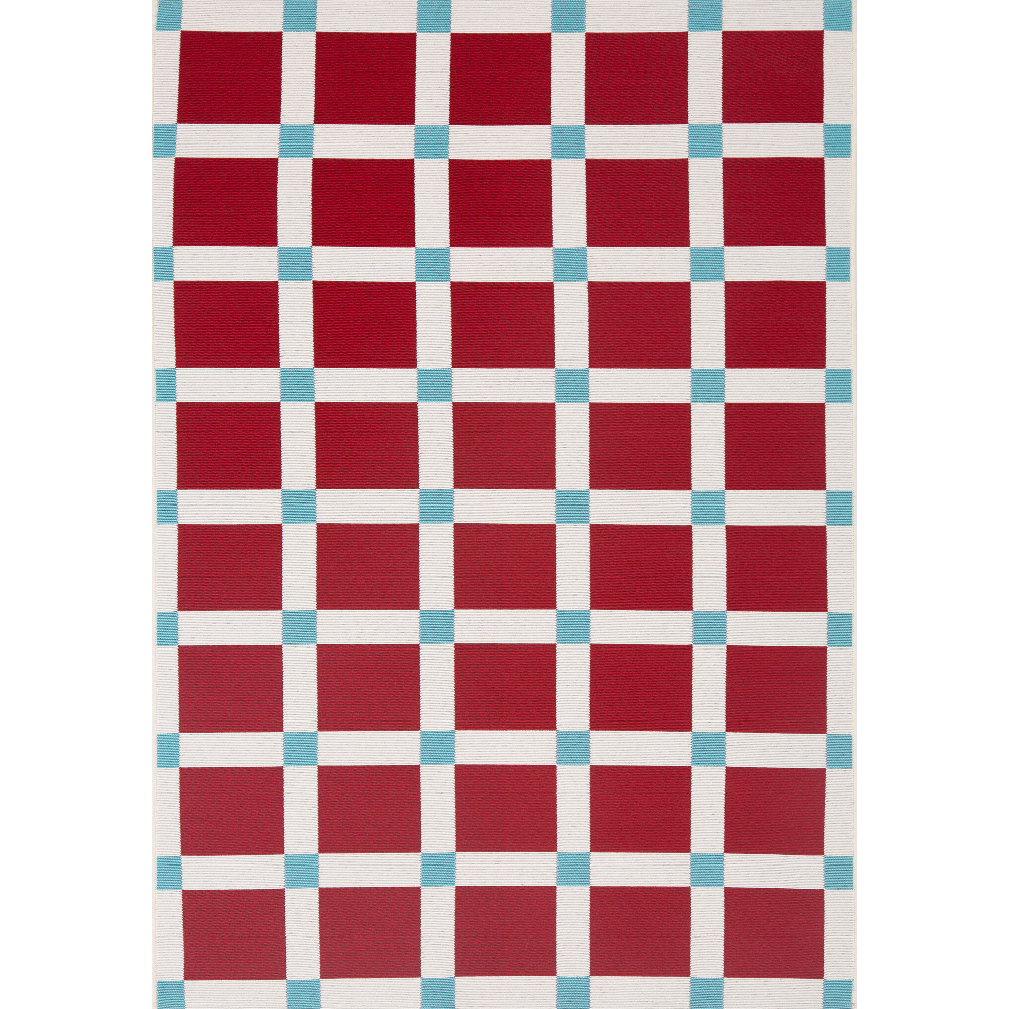 POSITANO - Tapis intérieur/extérieur à motif damier bordeaux