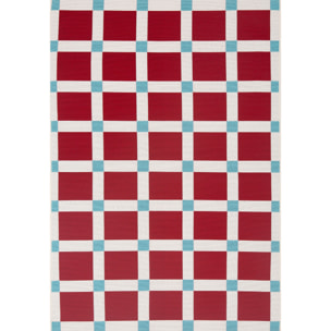 POSITANO - Tapis intérieur/extérieur à motif damier bordeaux
