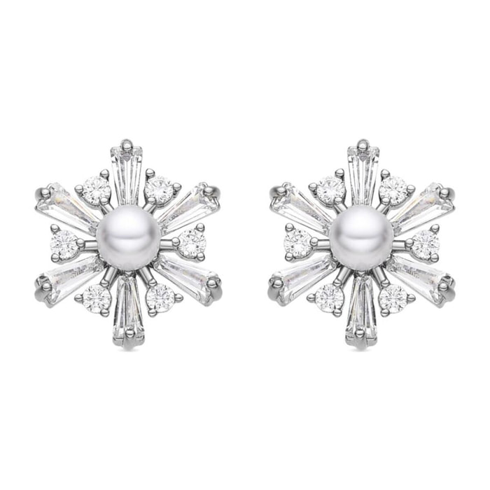 Pendientes con Perla Blanca acabado plata