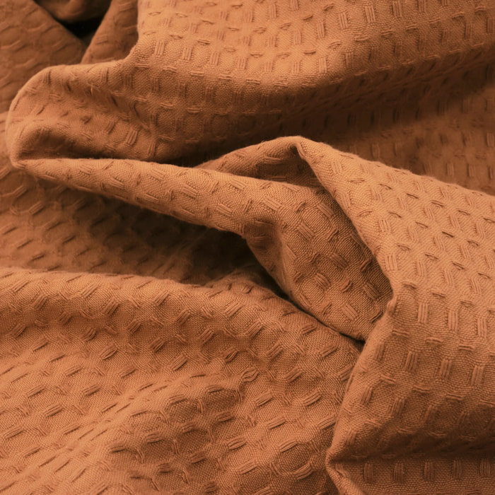 Plaid gaufré 100% coton Burnt Orange 130x170 cm