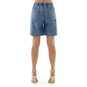 Pantaloncini da donna in chambray denim Leone Fancy Stripes