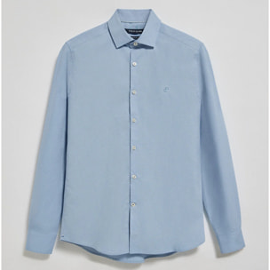 Camisa Super Slim de popelín azul celeste con monograma bordado