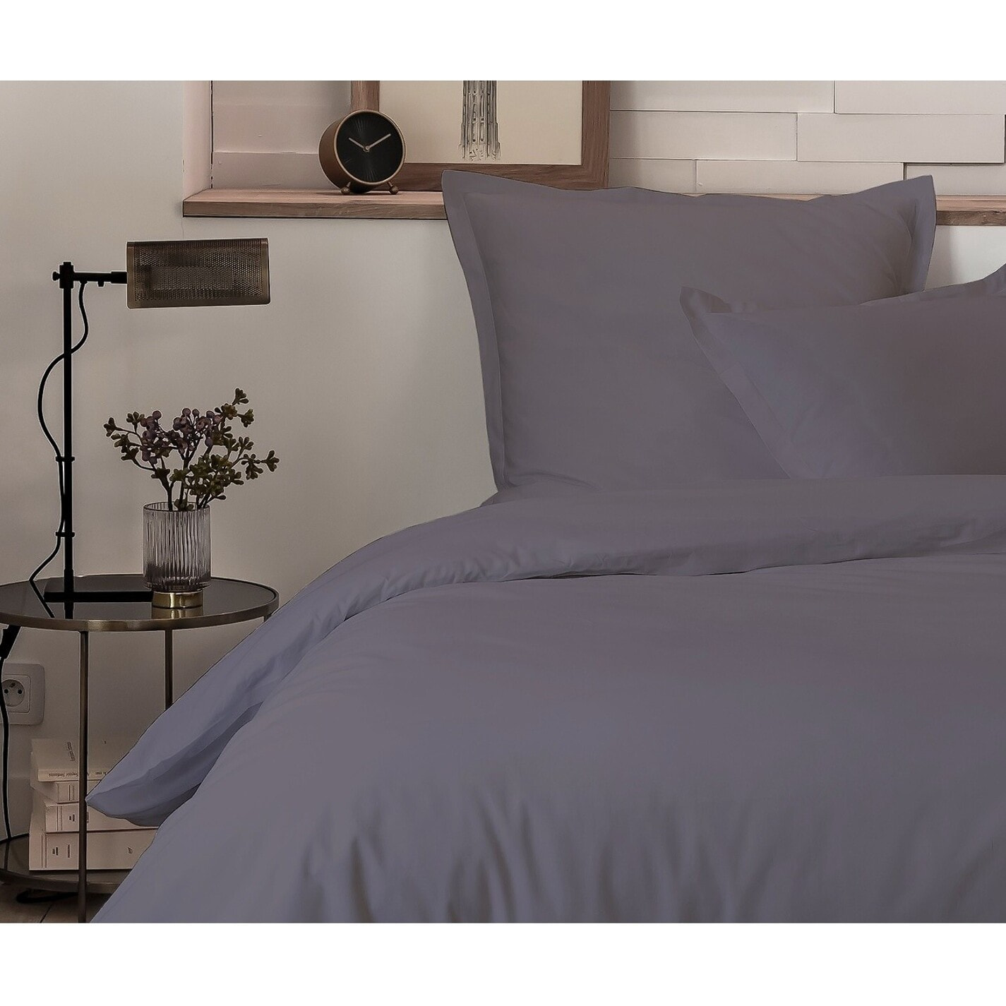 PARURE HOUSSE DE COUETTE 2 PERS 200x200 percale de Coton - PERCALE GRIS