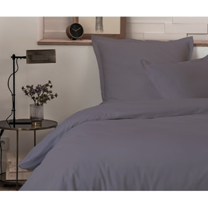 PARURE HOUSSE DE COUETTE 2 PERS 200x200 percale de Coton - PERCALE GRIS