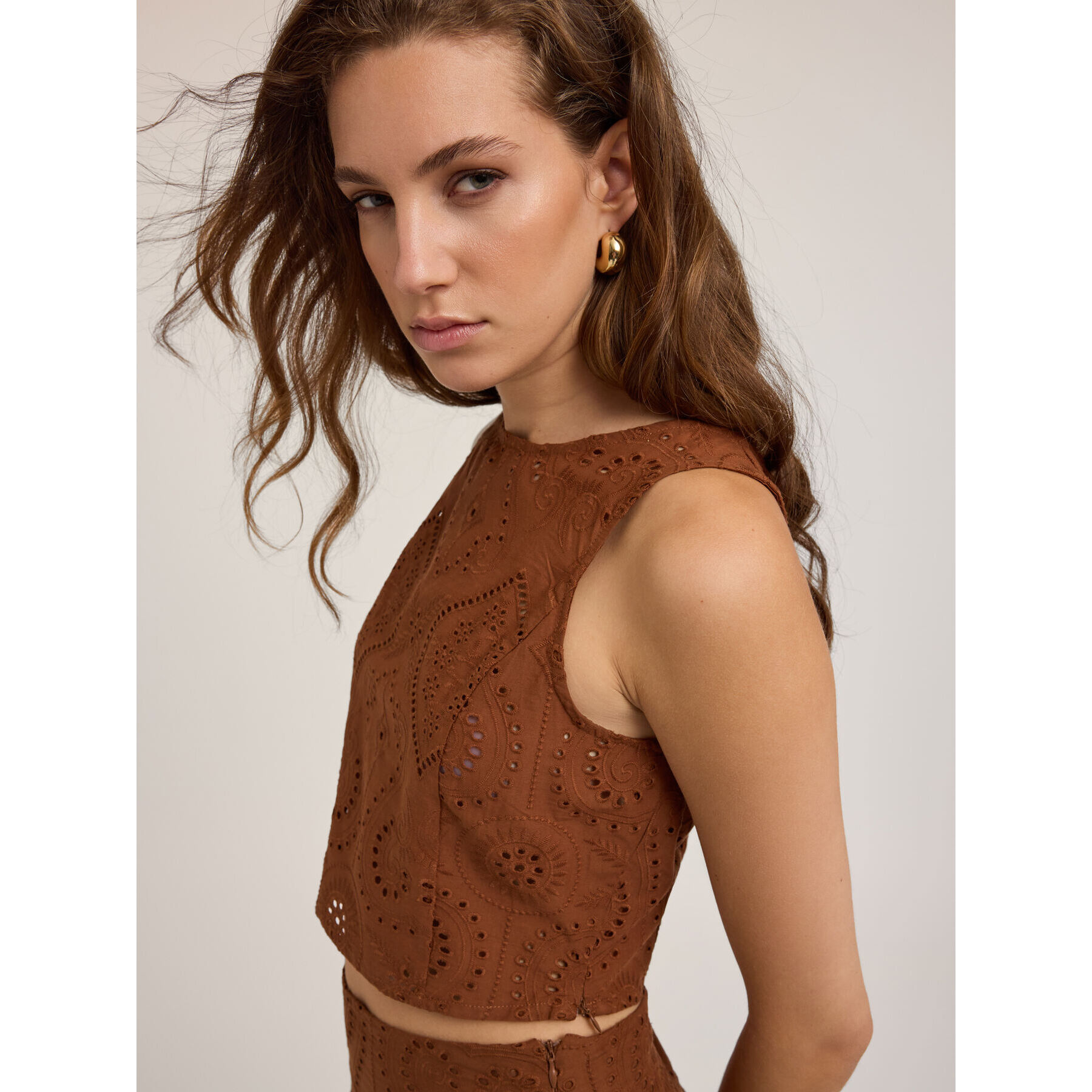 Motivi - Top in sangallo - Marrone
