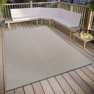 Tapis exterieur kilim géométrique, structure tissée résistante, vasa