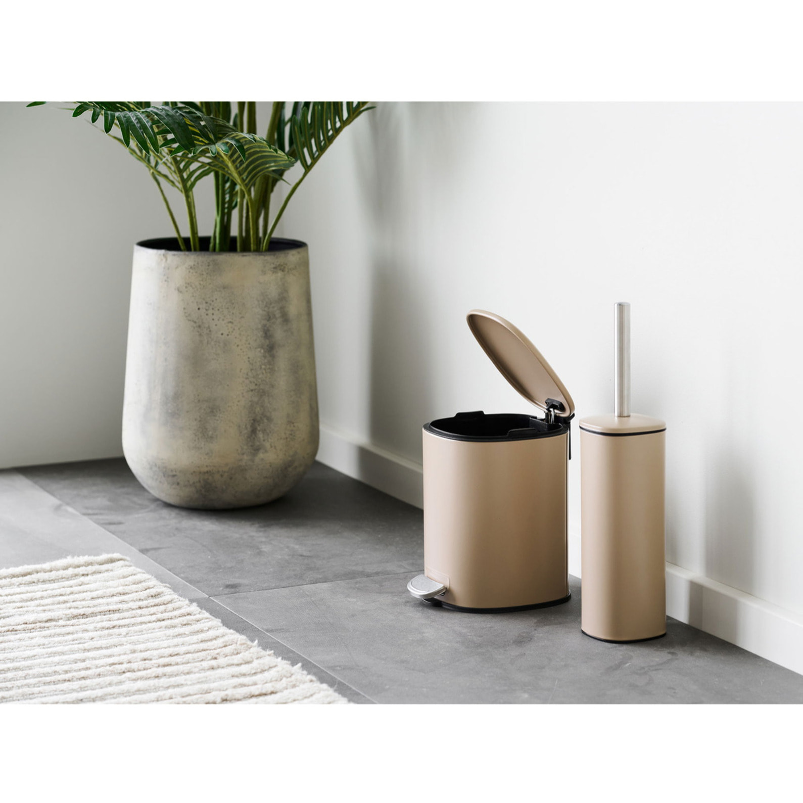 Pattumiera a pedale Lodi in metallo beige soft close 3 litri