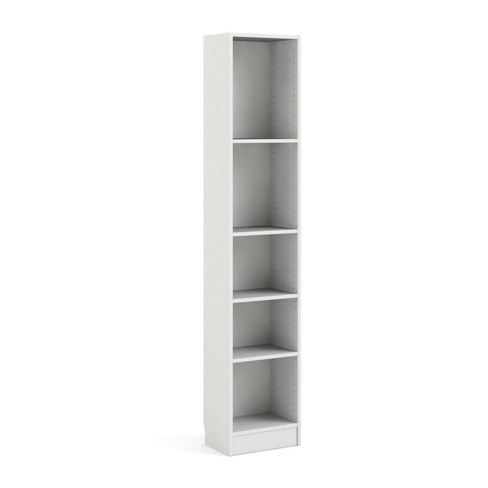 Libreria Albregio, Scaffale da ufficio, Mobile portalibri, Biblioteca, 41x27 h203 cm, Bianco