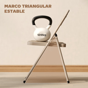 Juego de 2 Sillas Plegables Acolchadas con Respaldo y Estructura de Acero, para Salón, Comedor, Cocina, 45x46x78 cm, Beige
