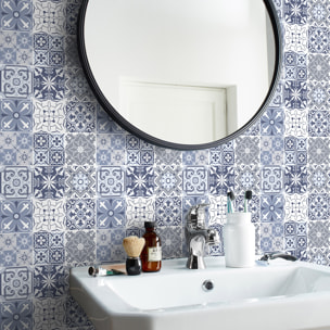 Stickers muraux - Sticker Mural Carrelage adhésif Cuisine Salle de Bain - 9 STICKERS CARREAUX DE CIMENT AZULEJOS LIPINO