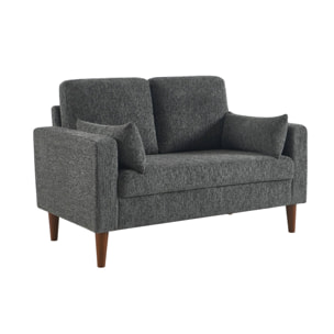 Canapé bois d'hévéa et tissu chenille 2 places BJORN