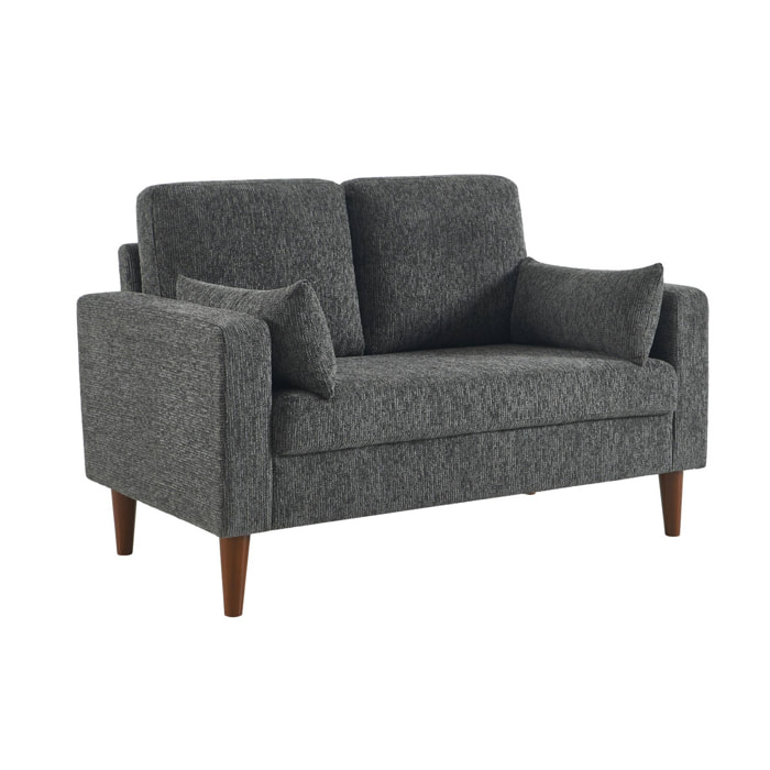 Canapé bois d'hévéa et tissu chenille 2 places BJORN