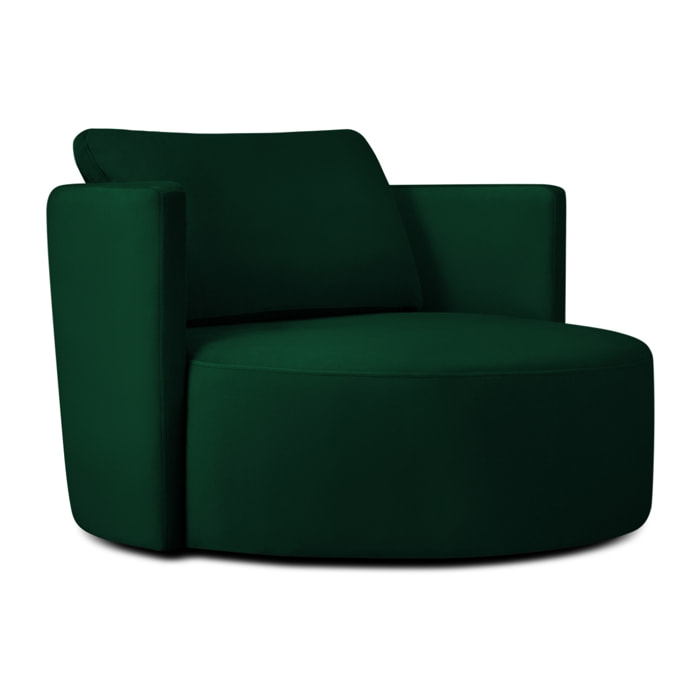 Fauteuil xl pivotant "Adam" en velours vert bouteille