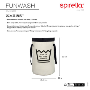 Panier à linge FUNWASH 75L Noir & Blanc Spirella