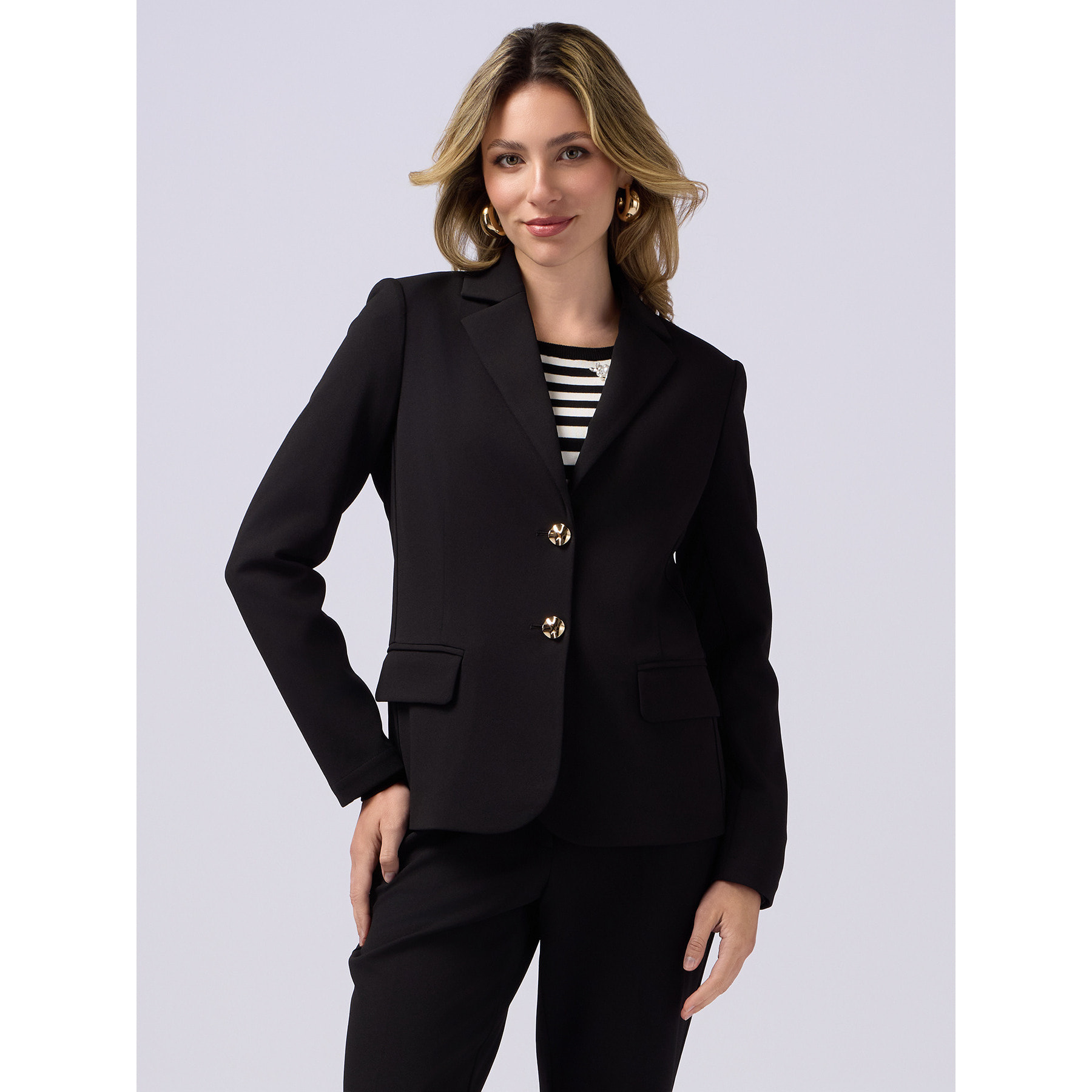 Oltre - Blazer en tejido scuba crepé - Negro