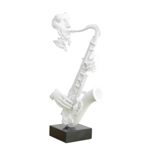 Statue saxophoniste en résine blanche H62cm - SAXO