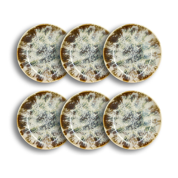 Lot de 6 grandes assiettes creuses en porcelaine beige 26cm MAKA