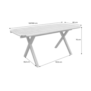 Table de jardin extensible bois d'acacia 4-6 places TANZO