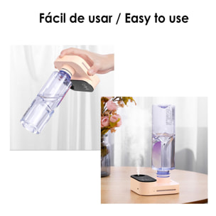 Humidificador universal con adaptador para botellas de agua.Batería recargable incorporada. Adaptador con tapón de rosca de 30mm.