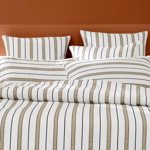 Lot de 2 taies satin de coton 115 g/m² imprimé beige blanc Martigues sable