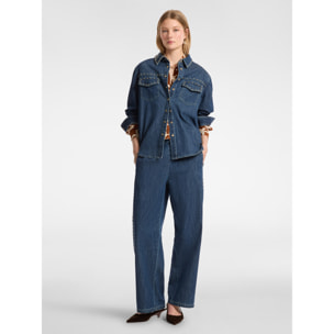 Elena Mirò - Camisa de denim con tachuelas - Azul