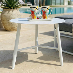 Table basse de jardin en aluminium blanc Ø 60 cm STOCKHOLM