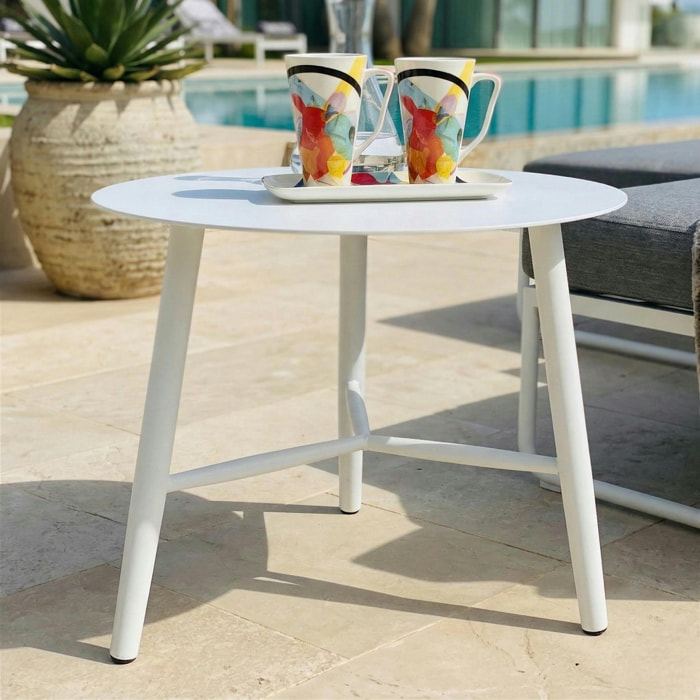 Table basse de jardin en aluminium blanc Ø 60 cm STOCKHOLM