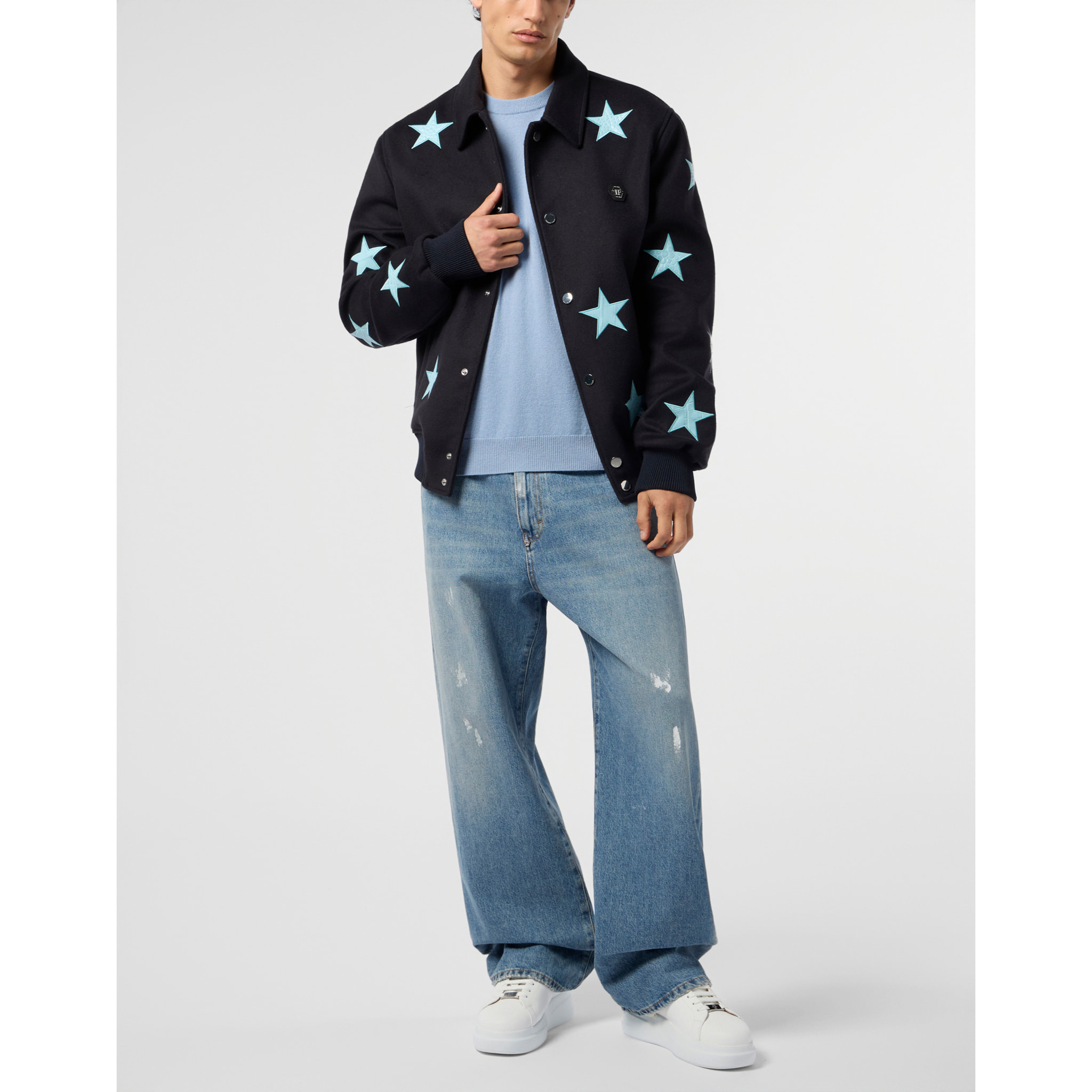 PHILIPP PLEIN Wool Coster Jacket Cocco Stars