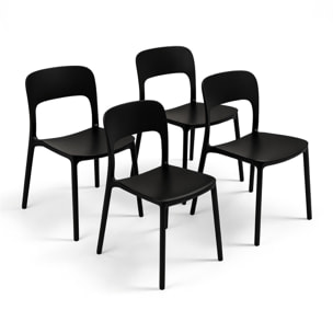 Set 4 Sedie Da Giardino In Polipropilene Impilabili Leggere E Resistenti Ideali Per Esterni Terrazze Giardini Bar Dehors Ristoranti Nero