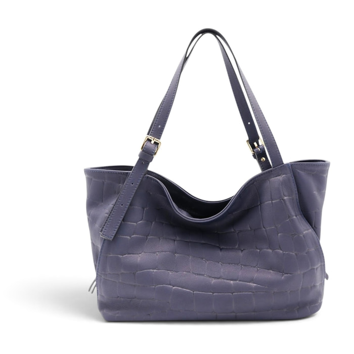 Borsa a Spalla Cheval Firenze Sarin Croc Blu Scuro
