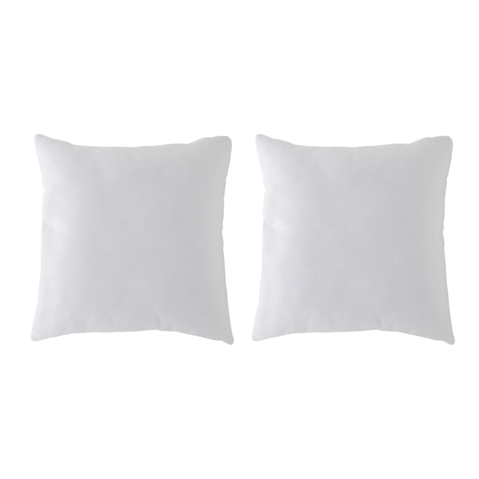Lot de 2 housses de coussin jacquard TEVERE-B 50x50 cm blanc