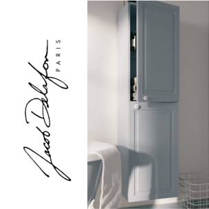 Pack meuble vasque 3 trous Cléo 1889 bleu velours + colonne droite + miroir + mélangeur croisillons or
