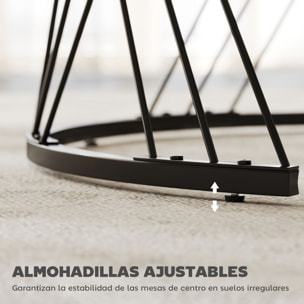 Juego de 2 Mesas Nido Mesas de Centro para Salón Redondas con Tablero con Diseño de Mármol Marco de Metal para Sala de Estar Dormitorio Gris y Blanco