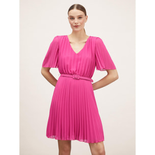 Motivi - Mini dress plissé con cintura - Fucsia