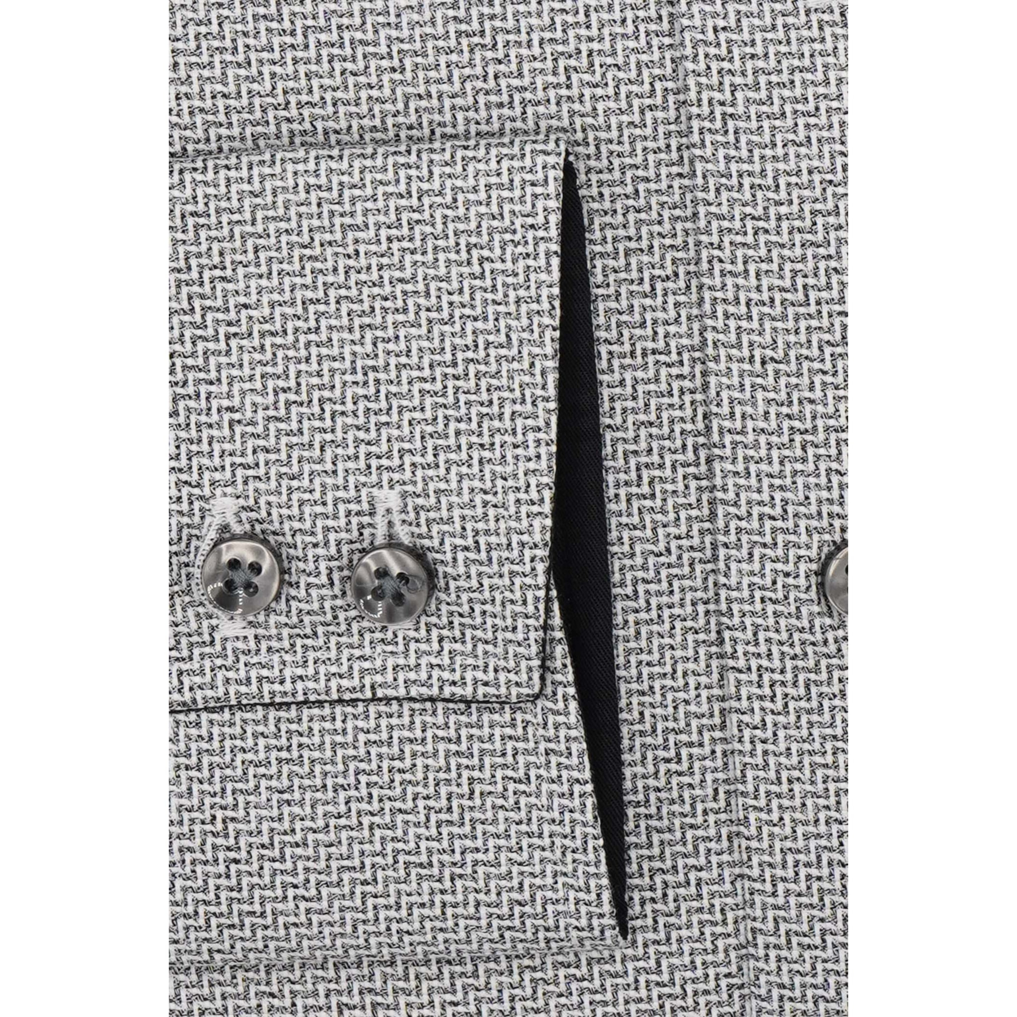Camicia Uomo 2bottoni Button Down Doppio Collo Slim Jacquard Fantasia Grigio Scuro/Bianco