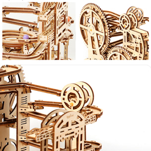 Modello in legno 3D, design del labirinto per biglie con movimento meccanico. 369 pezzi.