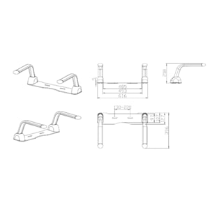 Madlo barre de maintien PMR 61,6 cm pliable pour WC à poser, gris clair (SATDMADWC)