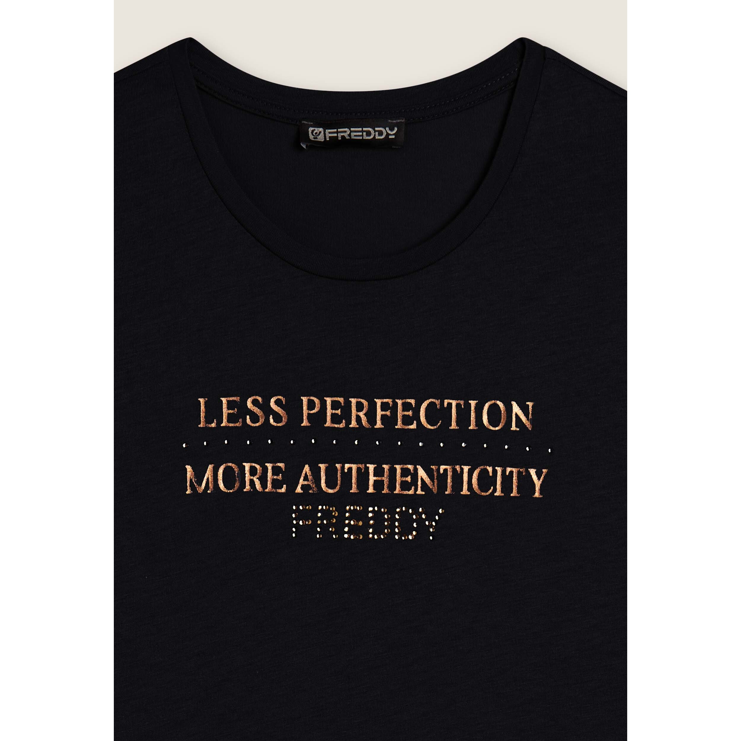 T-shirt donna manica lunga con grafica metallizzata