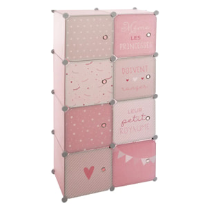 Casiers de rangement enfant "Penderie" rose 65x125cm