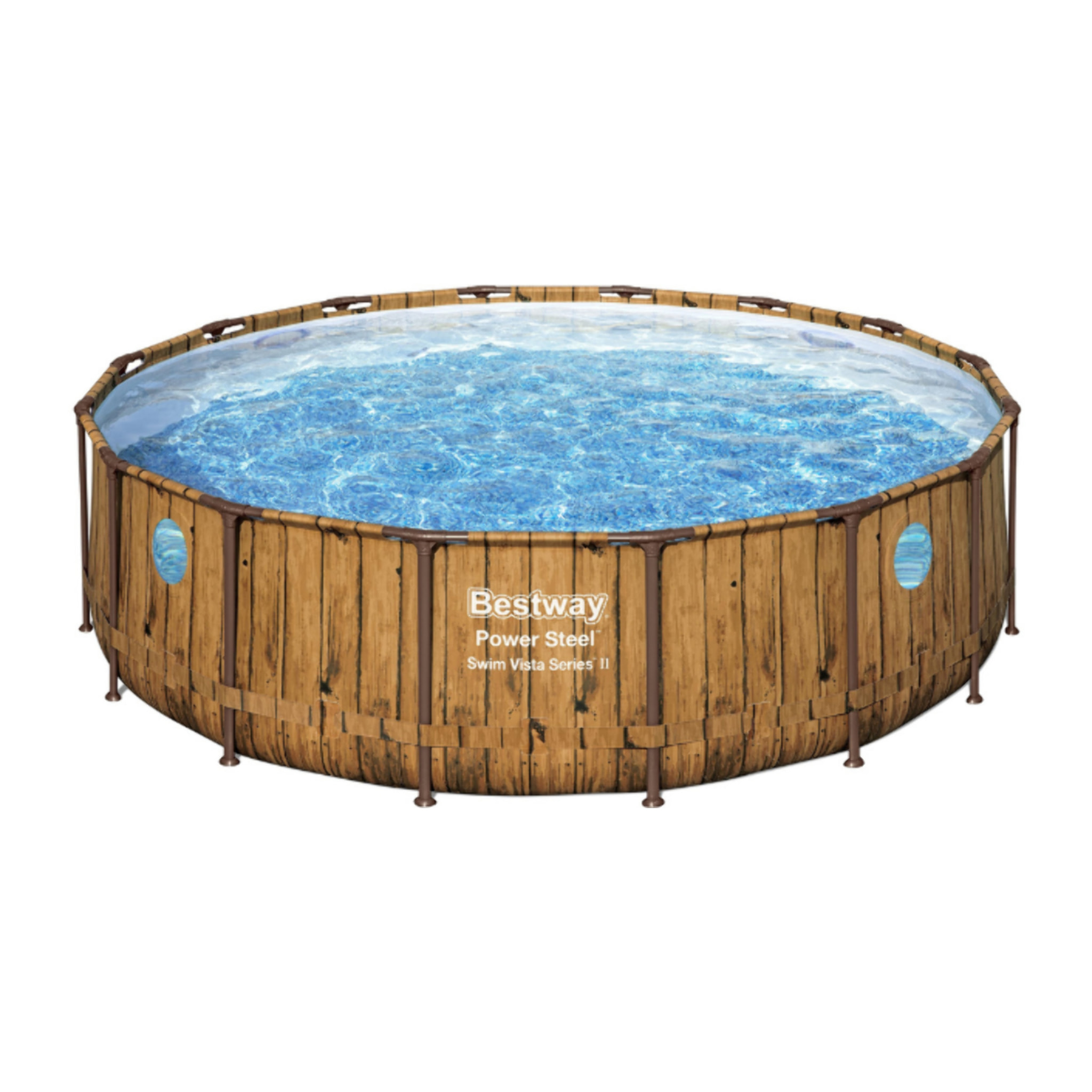 Bestway Piscine hors sol tubulaire ronde Bestway Power Steel Swim Vista 488 x 122 cm décor bois
