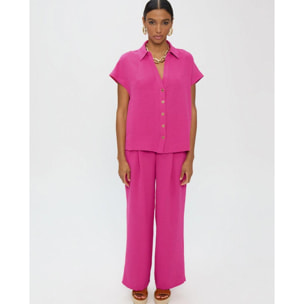 Pantaloni in maglia stropicciata a gamba dritta