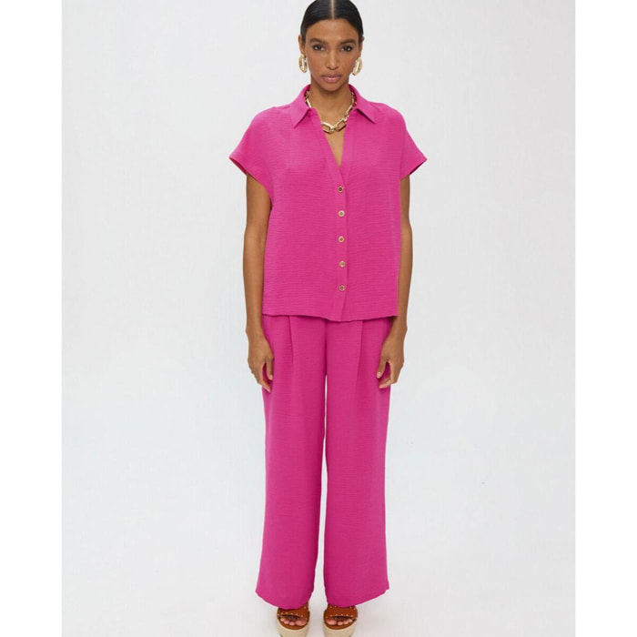 Pantaloni in maglia stropicciata a gamba dritta