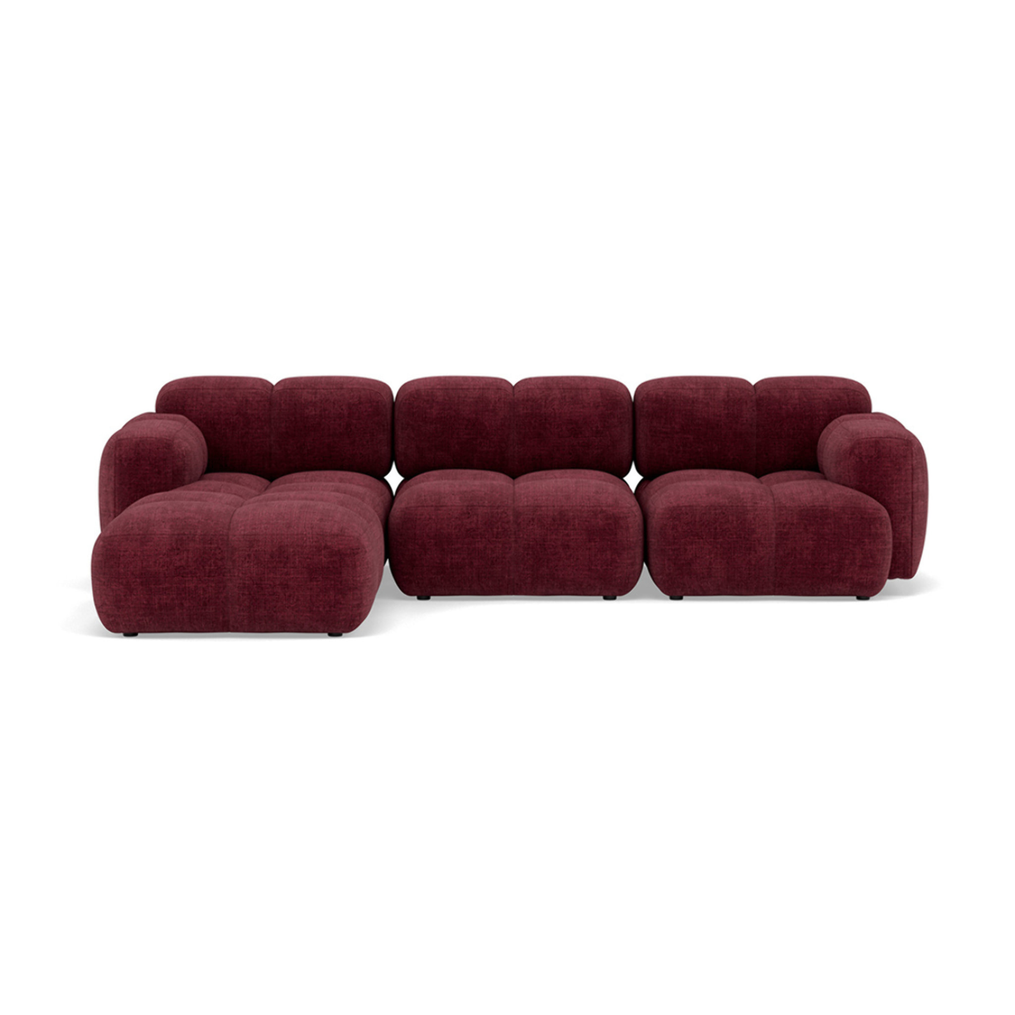Grace - canapé modulable d'angle réversible 4 places en velours texturé - Prune