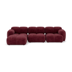 Grace - canapé modulable d'angle réversible 4 places en velours texturé - Prune