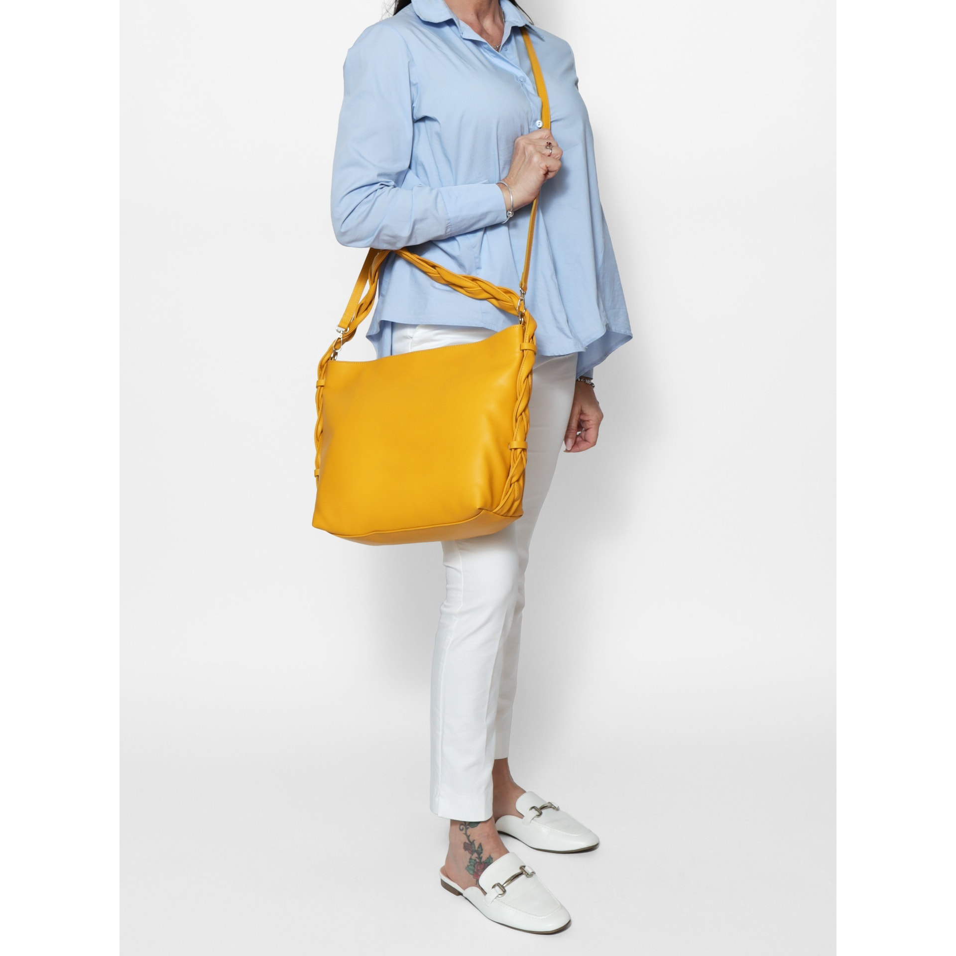 Borsa a spalla da donna - Modello Umbria - Vera pelle - 31.0 x 26.0 x 12.0 cm